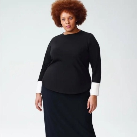 Universal Standard Petite Rhine Color Block Cuff Top Size 14-16 - Picture 2 of 8